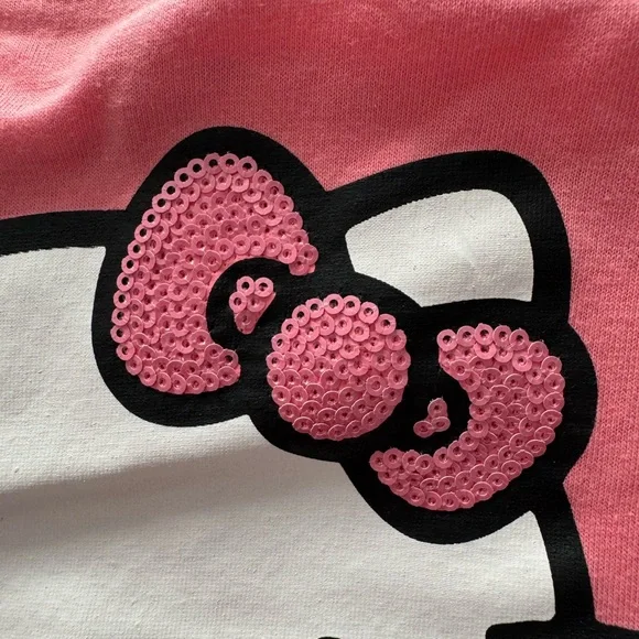 Hello Kitty Girls 3T 3 Piece Set Pink T-Shirt, White Sweatshirt, Black Pants - Picture 4 of 6